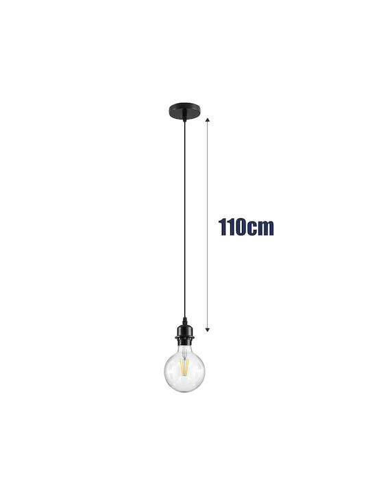 GloboStar Hanna Lustră Negru cu frânghie pentru Dulie E27 5x18x110cm.