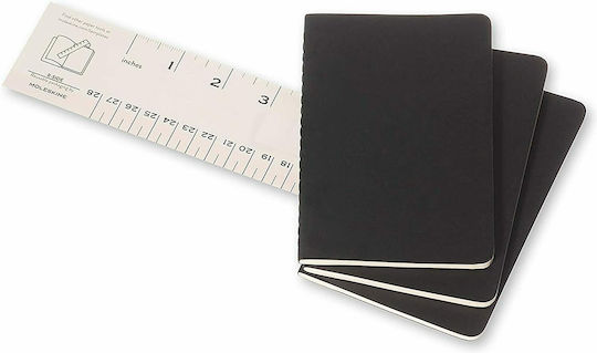 Moleskine Cahier Σετ 3 Σημειωματάρια 64 Φύλλων Ριγέ Μαύρα