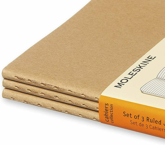 Moleskine Ruled Cahier P Σετ 3 Σημειωματάρια 64 Φύλλων Ριγέ Μπεζ