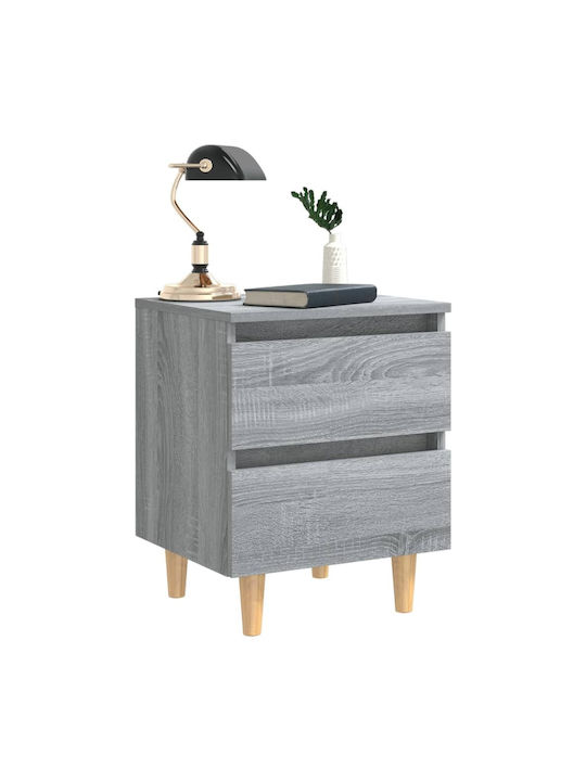 Wooden Bedside Table Gray 40x35x50cm
