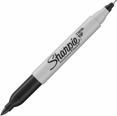 Sharpie Twin Τip Ανεξίτηλοι Μαρκαδόροι Μαύροι 12τμχ