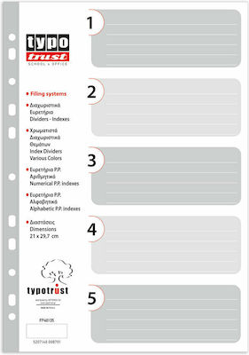 Typotrust Πλαστικά Διαχωριστικά για Έγγραφα A4 με Τρύπες 31τμχ Γκρι
