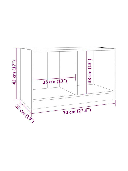 TV Stand from Solid Wood Brown Honey L70xW33xH42cm