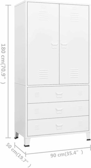 Metallischer Büroaufbewahrungsschrank Weiß 90x50x180cm