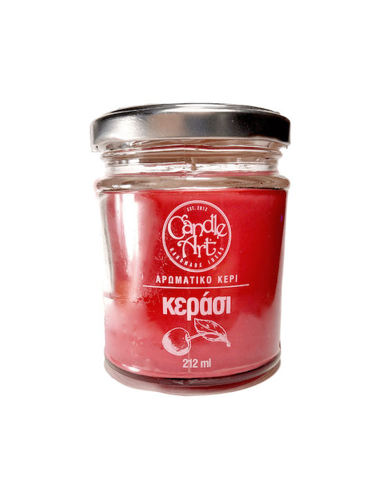 Candle n'Art Scented Candle Jar with Scent With Cherry Essential Oils Red 212gr 1pcs