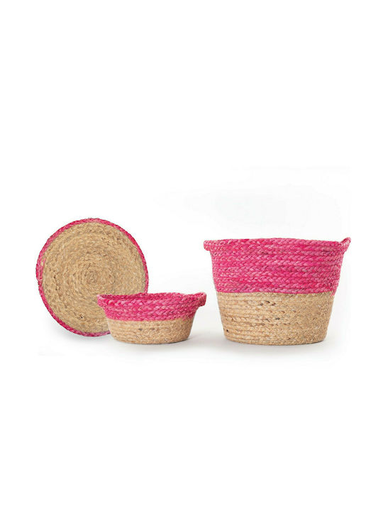 Velez Decorative Basket Wicker with Handles Pink 35x35x28cm 028106 Nef-Nef Homeware