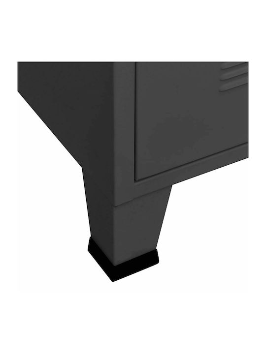Double Door Wardrobe Metallic with Divider & 2 Shelves Charcoal 90x50x180cm