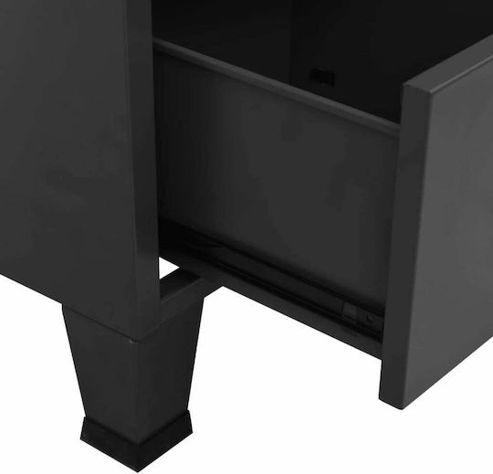Dulap cu două uși Metal cu Separator & 2 Rafturi Charcoal 90x50x180cm