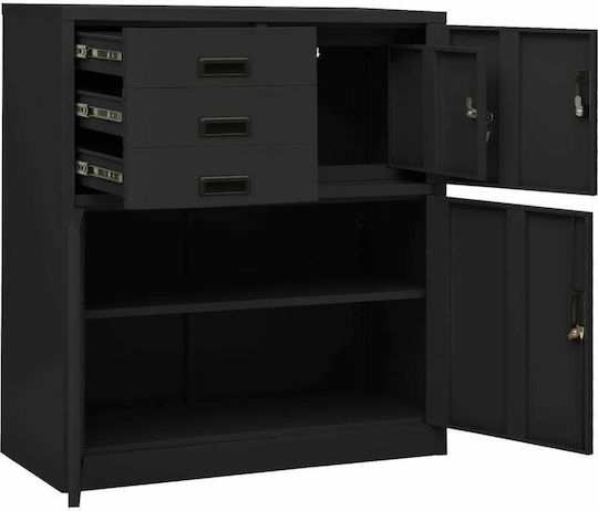 Double-leaf Metallic Outdoor Storage Cabinet with Locking Capability with 1 Shelf Anthracite 90x40x102 cm