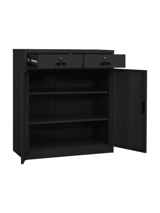 Double-leaf Metallic Outdoor Storage Cabinet with Locking Capability with 2 Shelves Anthracite 90x40x102 cm