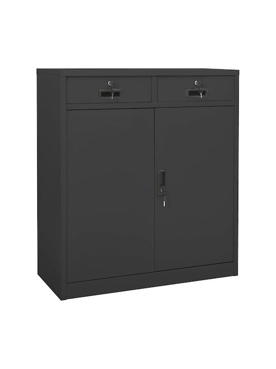 Double-leaf Metallic Outdoor Storage Cabinet with Locking Capability with 2 Shelves Anthracite 90x40x102 cm