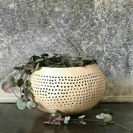 Synchronia Decorative Bowl Wooden Cream 13x13x10cm