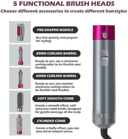 VGR Hot Air Styler Ηλεκτρική Βούρτσα με Αέρα για Ίσιωμα και Μπούκλες 600W