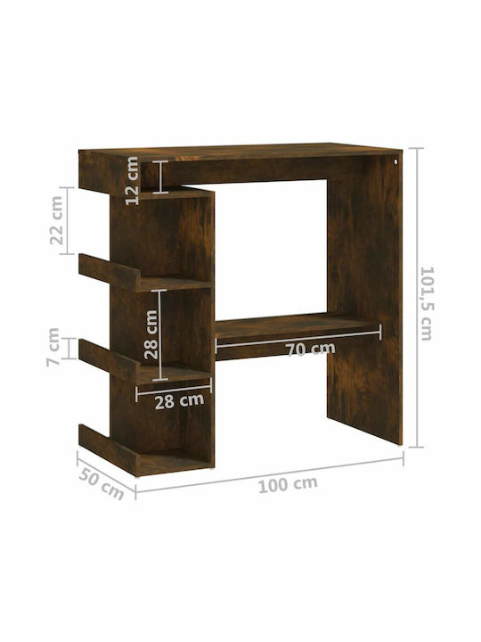 Τραπέζι Μπαρ Ξύλινο Καπνιστή Δρυς 100x50x101.5εκ.