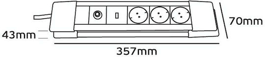 VK Lighting Πολύπριζο 3 Θέσεων με Διακόπτη και Καλώδιο 1.5m