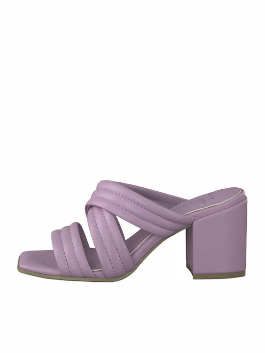 Mules with Chunky High Heel in Lilac Color