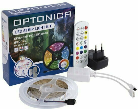 Optonica Inteligent Bandă LED 12V RGB Lumină 5m Tip SMD5050 cu Sursă de alimentare & Telecomandă