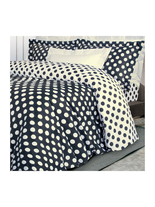 Greenwich Polo Club Duvet Cover Set Cotton Satin Queen with 2 Pillowcases 220x240 2123 Ecru / Black