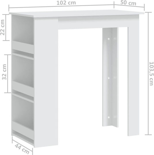 Tisch Bar Holz White 102x50x103.5cm