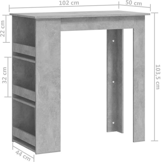 Table Bar Wooden Grey Concrete 102x50x103.5cm