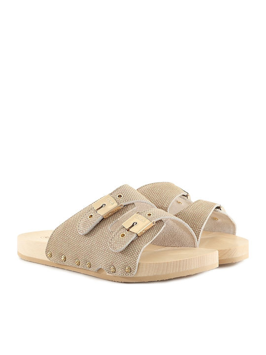 Scholl Pescura 2 Straps Flex Δερμάτινα Σανδάλια Μπεζ