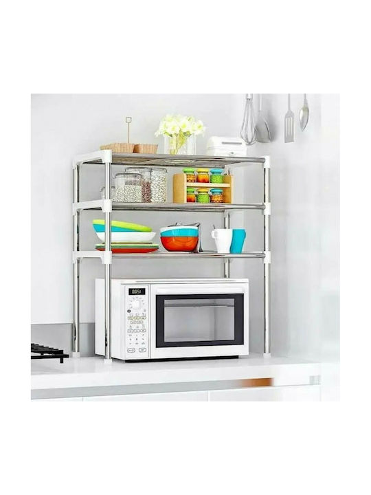 Factory Βάση για Φούρνο Μικροκυμάτων Μεταλλική 60x25x65εκ. Ασημί