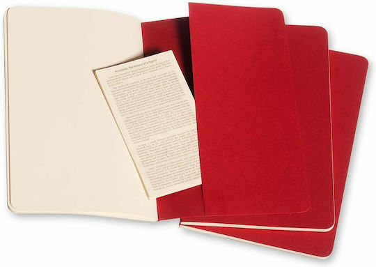 Moleskine Σετ 3 Σημειωματάρια Bullet 40 Φύλλων με Λευκές Σελίδες Κόκκινα