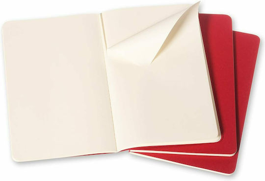 Moleskine Σετ 3 Σημειωματάρια Bullet 40 Φύλλων με Λευκές Σελίδες Κόκκινα