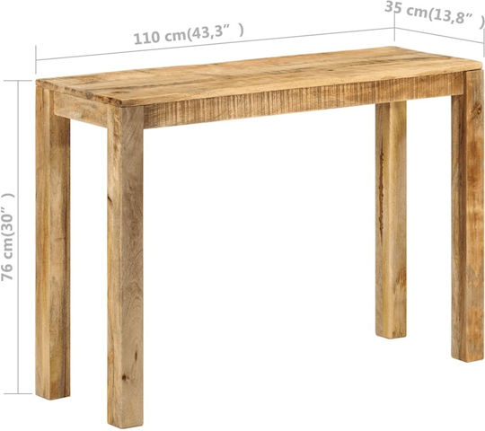 Console Table Made of Solid Wood L110xW35xH76cm