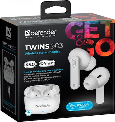 Defender Twins 903 In-ear Bluetooth Handsfree Earphones with Charging Case Whitά