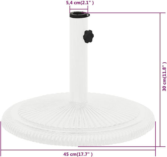 vidaXL Стойка за чадър от Чугун в Бял Цвят 45x45x30см