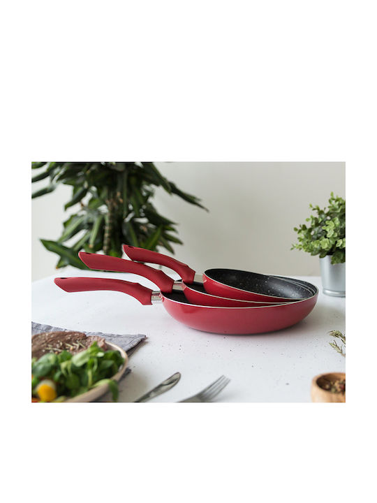 Livoo Set de tigăi din aluminiu Red cu strat de piatră 3buc