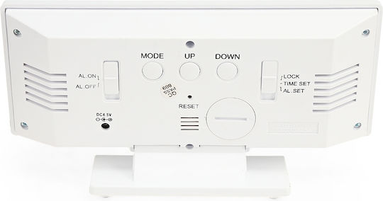 DS-3618L Tabletop Digital Clock LED Plastic With Alarm Clock White