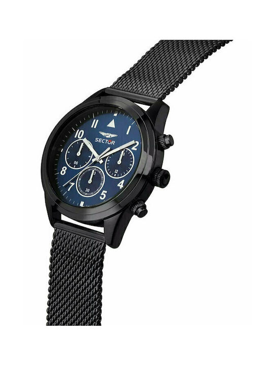 Sector 670 Watch Chronograph Battery with Black Metal Bracelet