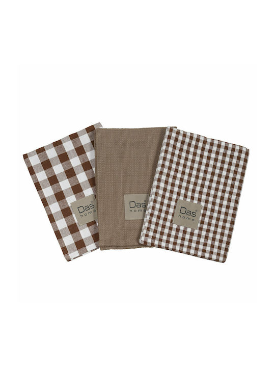 Das Home Kitchen Line Tea Towel made of 100% Cotton in Brown Color 50x70cm 3pcs