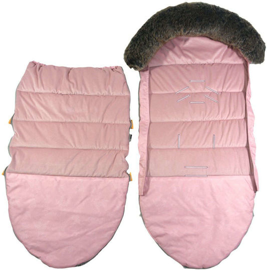 Lanila Fur Universal Kinderwagen-Fußsack Rose 120x50εκ.