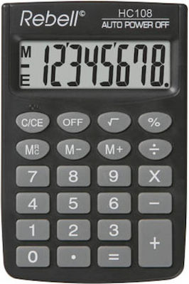 Rebell Αριθμομηχανή Τσέπης HC108 8 Ψηφίων σε Μαύρο Χρώμα