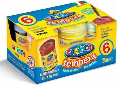 Carioca Tempera Τέμπερες Ζωγραφικής Πολύχρωμες σε Βαζάκι 25ml 6τμχ