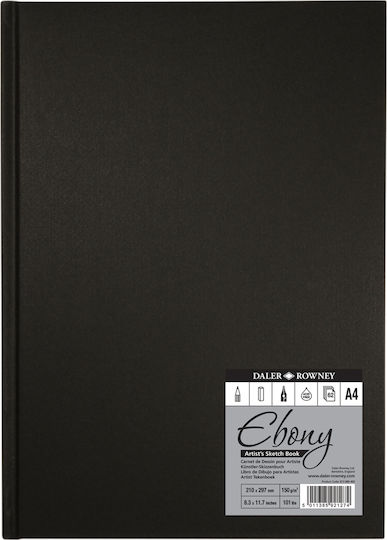 Daler Rowney Μπλοκ Σχεδίου Sketchbook Ebony A4 150gr 62 Φύλλων A4 21x29.7cm