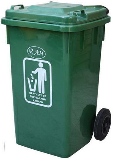 Ram Plastic Coș de gunoi Deșeuri Coșuri de gunoi cu roți 240lt Verdeț