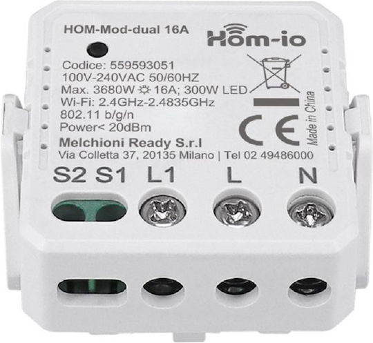 Hom-io Smart Switch 2 Καναλιών Wi-Fi