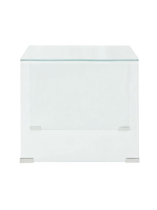 Square Side Glass Transparent Coffee Table W49.5xL50xH45cm
