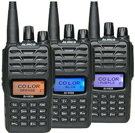 Alinco DJ-VX50HE Безжичен Трансивър UHF/VHF 5W с Цветен Екран В Черен Цвят