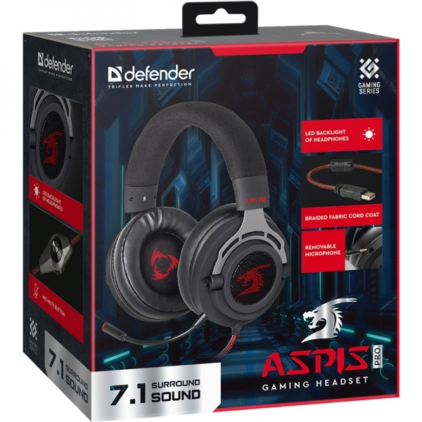 Defender Aspis Pro 7.1 Over Ear Gaming Headset με σύνδεση USB | Skroutz.gr