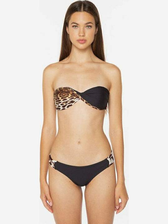 Strapless Bikini Black Animal Print