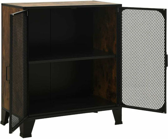 Dulap de Sufragerie pentru Pardoseală din Lemn și Metal Maro Rustic 72x36x82 cm