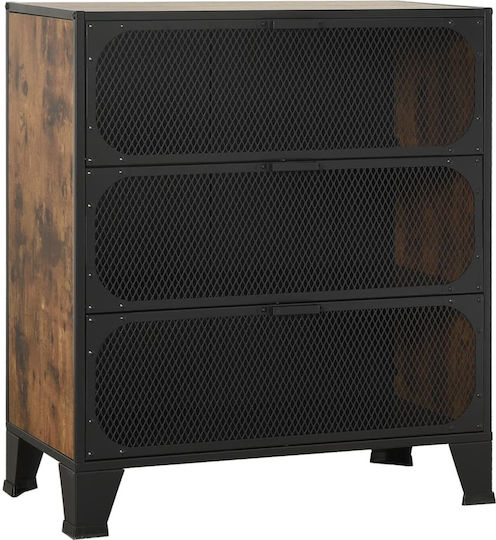 Living Room Display Cabinet Made of Wood and Metal Brown 72x36x82cm