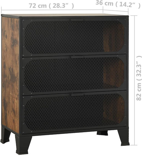 Living Room Display Cabinet Made of Wood and Metal Brown 72x36x82cm