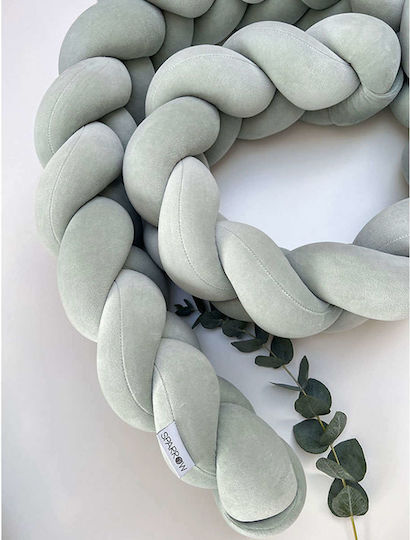 Sparrow Velvet Crib Bumpers Braided Inside Green 15x200cm