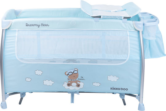 Kikka Boo Dreamy Bear Playpen 2 Levels with Changing Table & Mattress Mint/Blue 120x60cm